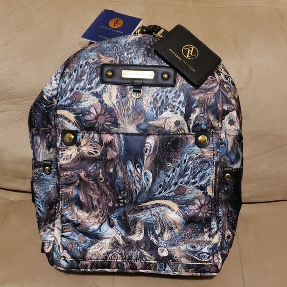 Adrienne Vittadini Blue Patterned Men's Backpack - Picture 1 of 4